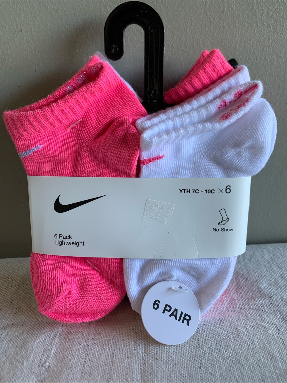 Nike Kids No-Show Socks - Pink & White (6 Pack)